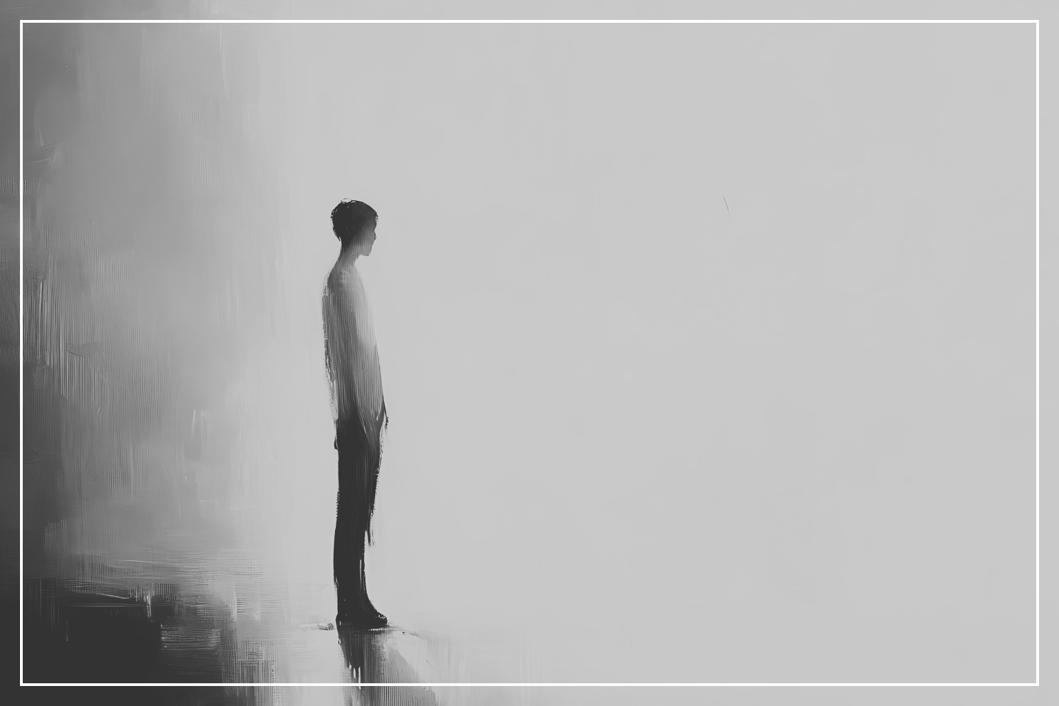 Abstrakte menschliche Silhouette im Schatten als Symbol für innere Spannung und Selbstreflexion bei emotionalem Stress.